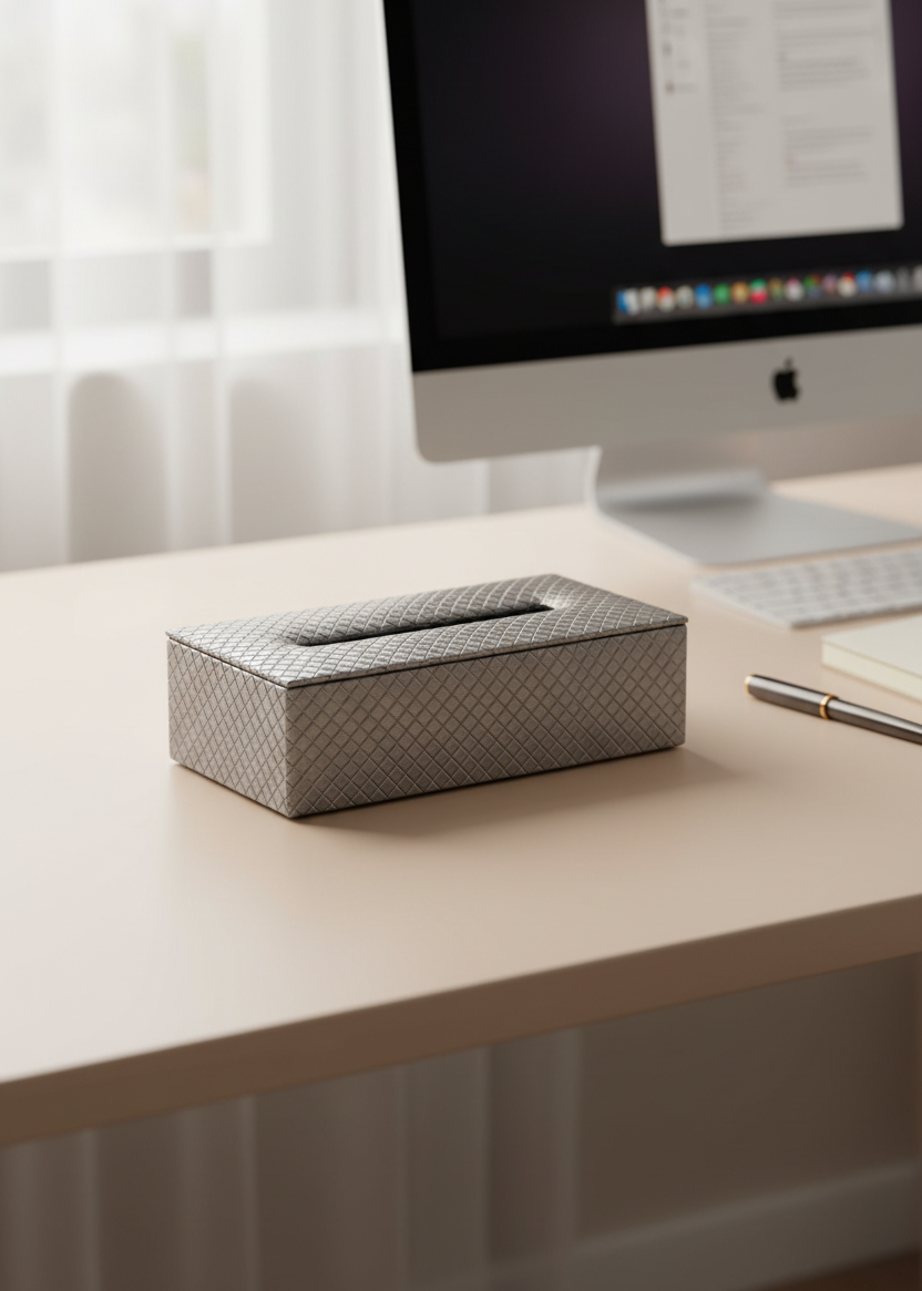 Braided Grey Tissue Box