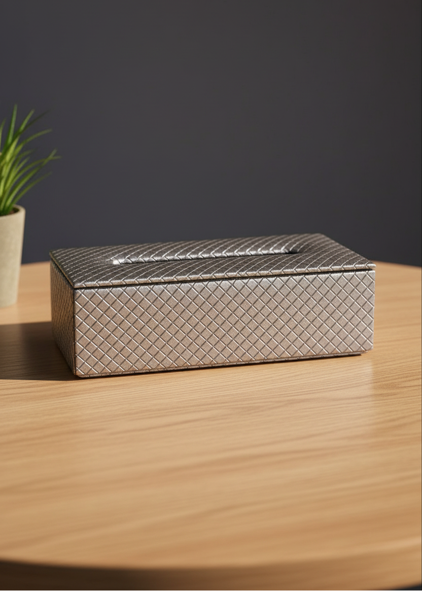 Braided Grey Tissue Box