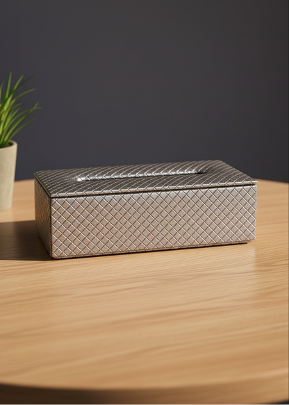 Braided Grey Tissue Box
