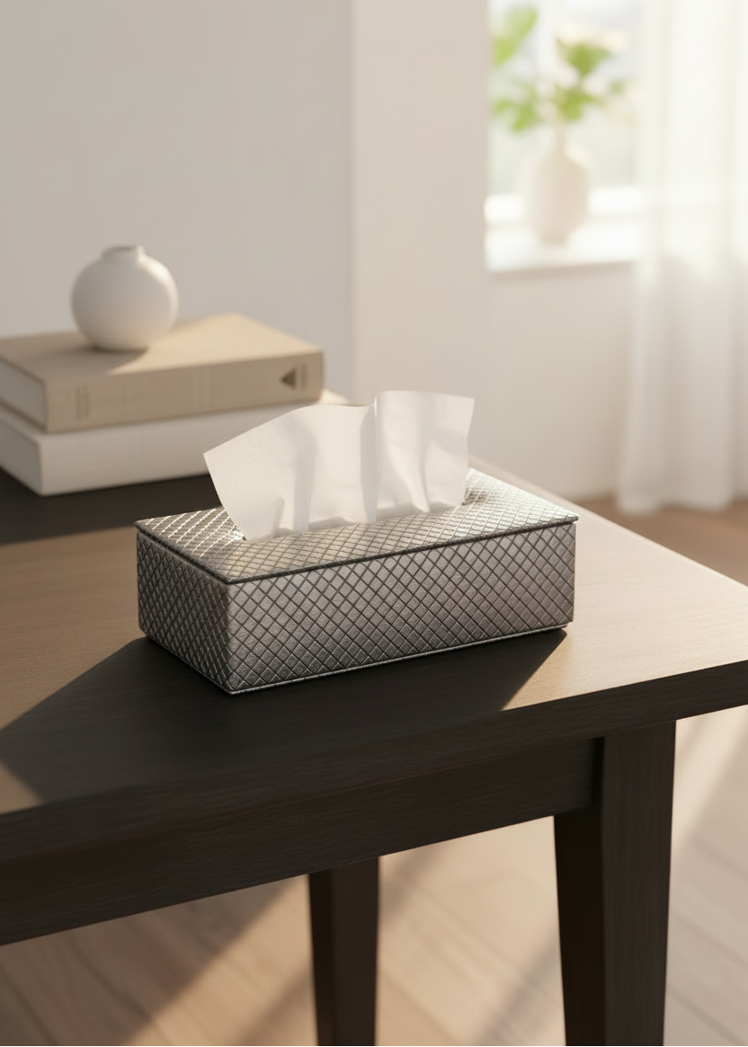 Braided Grey Tissue Box