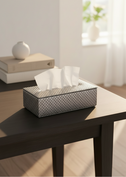 Braided Grey Tissue Box