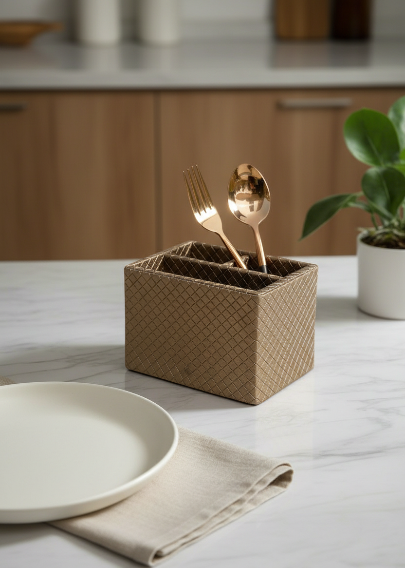 Braided Brown Cutlery Holder