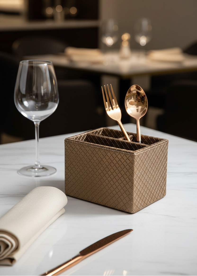 Braided Brown Cutlery Holder