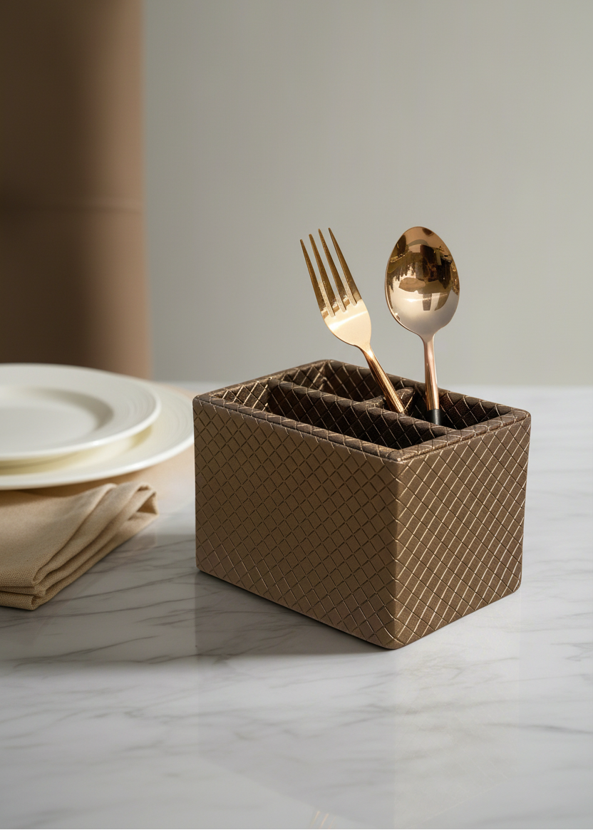Braided Brown Cutlery Holder