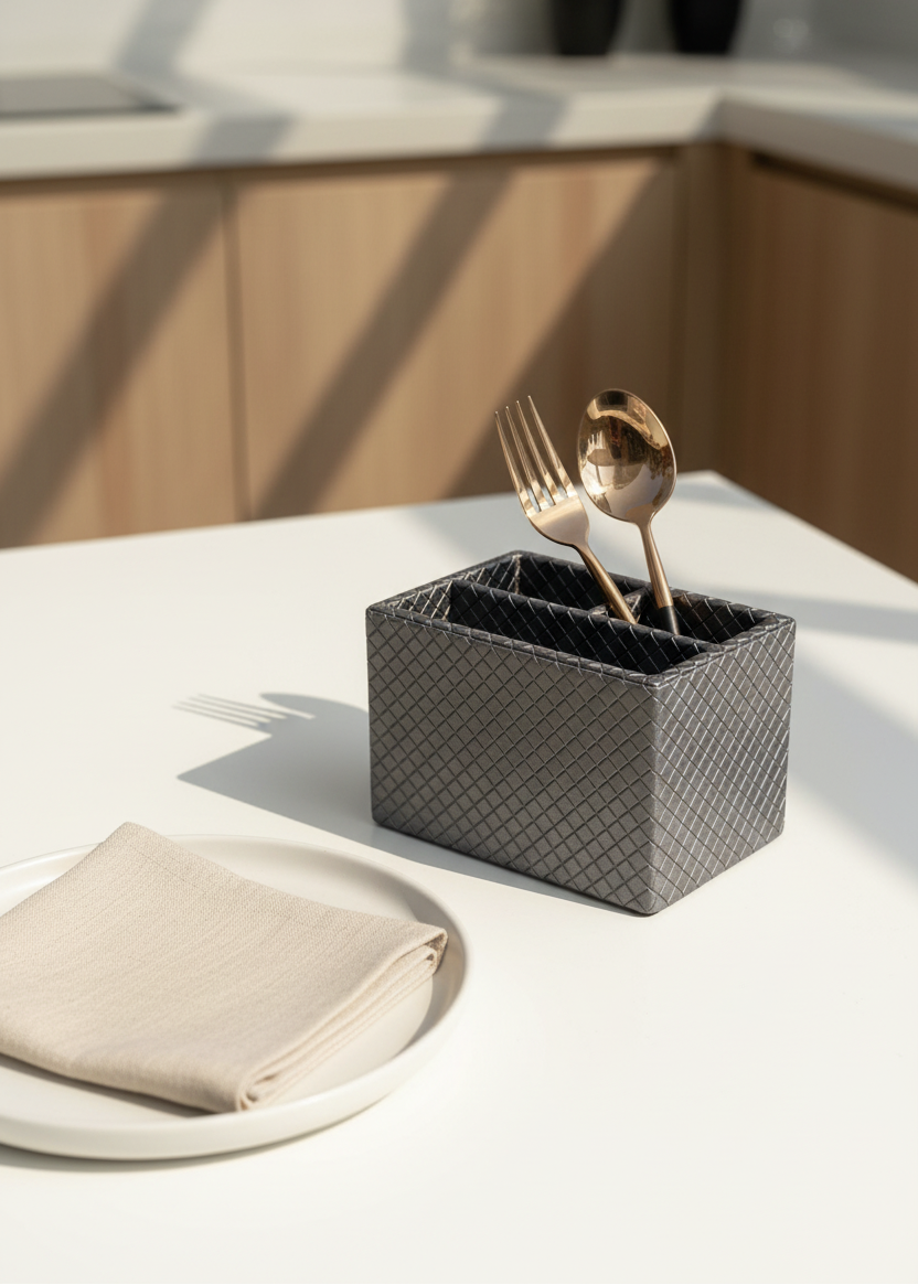 Braided Grey Cutlery Holder