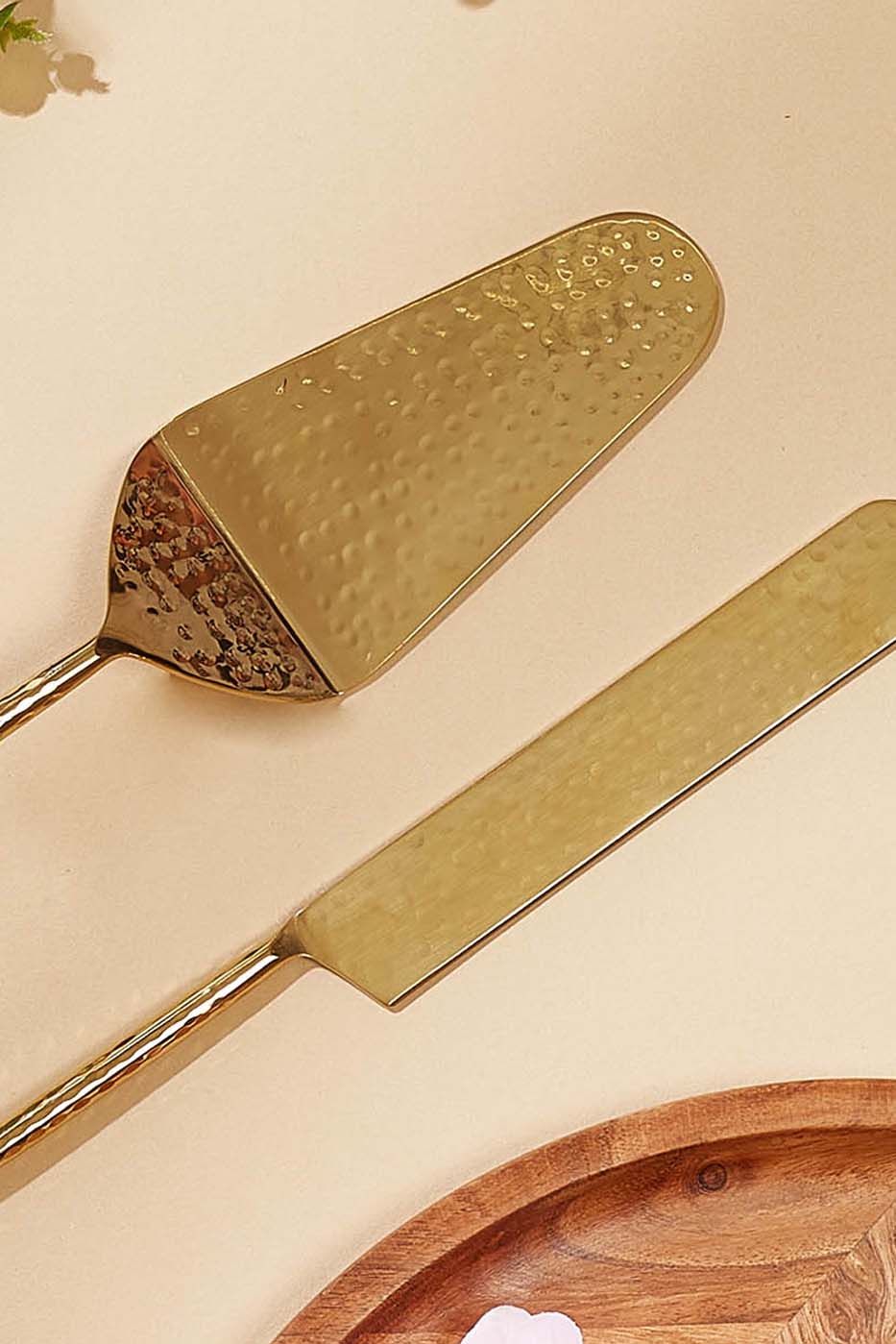 Artisan Hammered Cake Knife And Server - Set Of 2