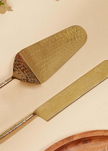 Artisan Hammered Cake Knife And Server - Set Of 2