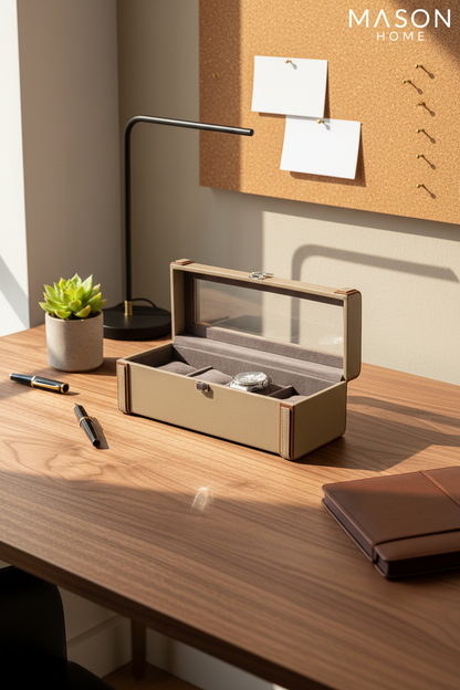 Naples Taupe Watch Box - 4 Slots