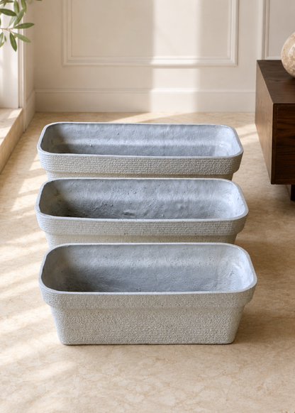 Viona Rectangle Planters - Light Grey