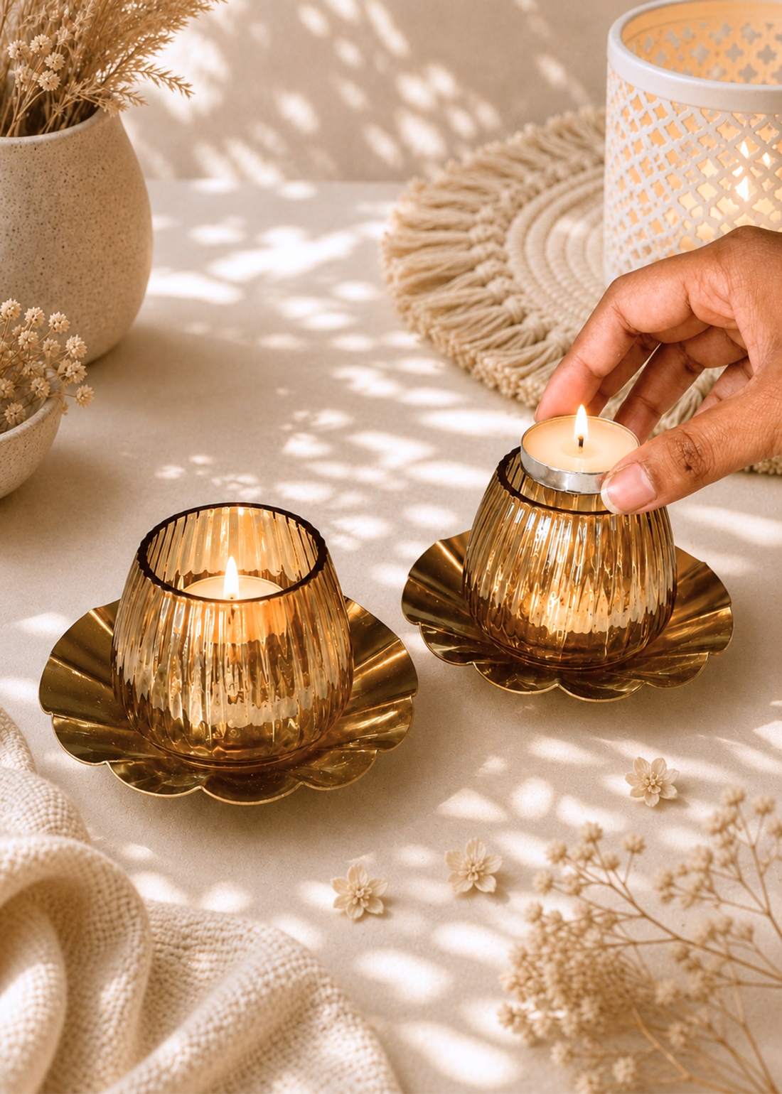 Florette Tea Light Holders - Set of 2