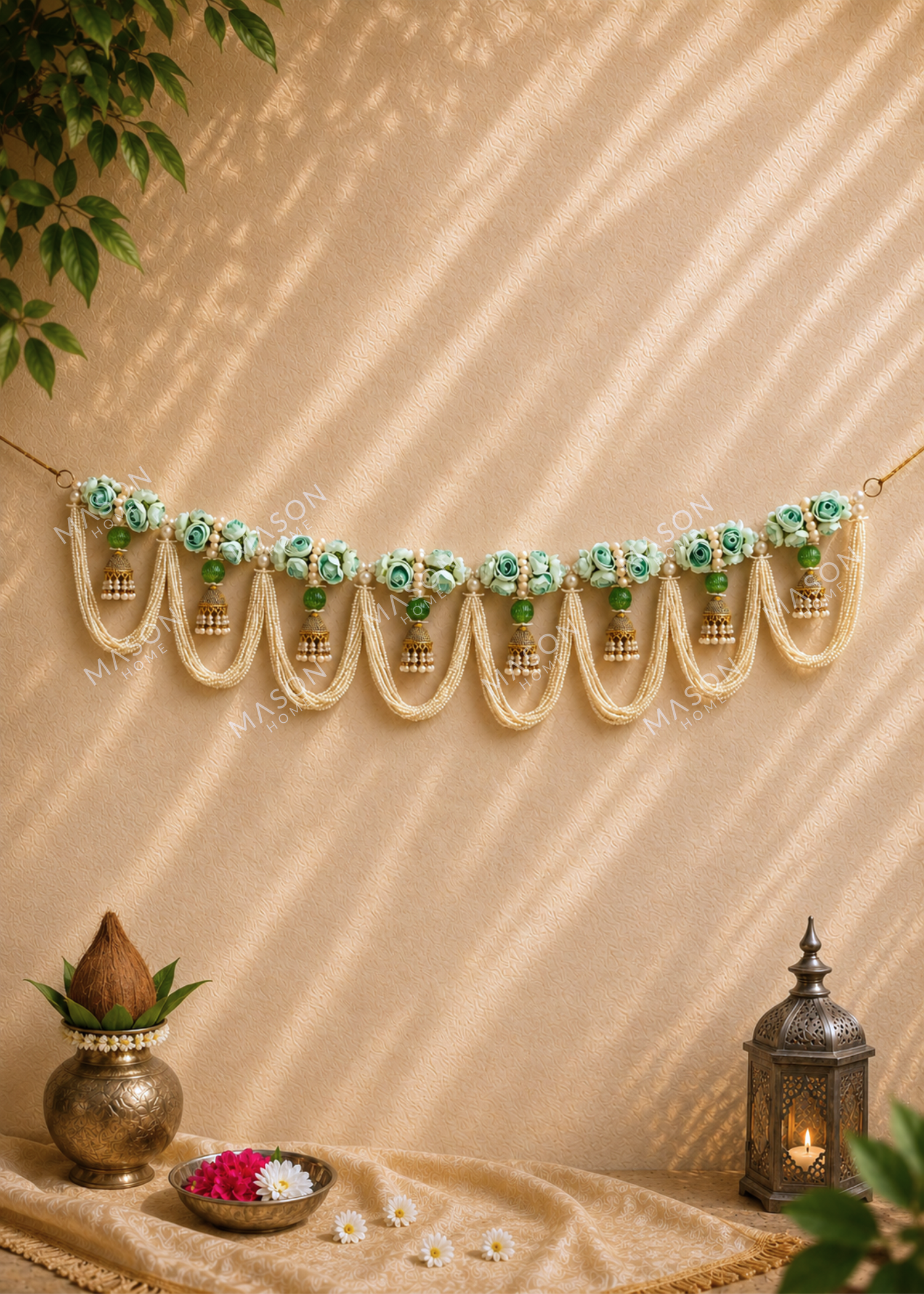 Festive Mint Pearl Toran