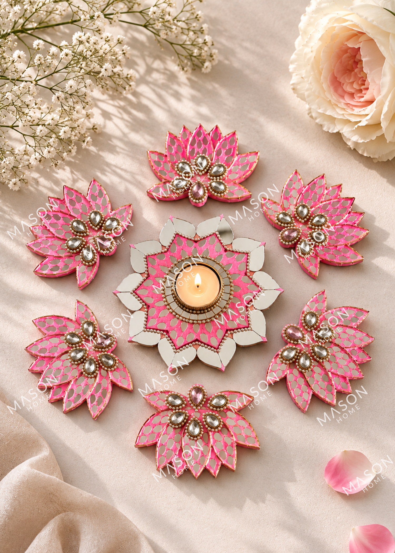 Festive Mirror Lotus Rangoli