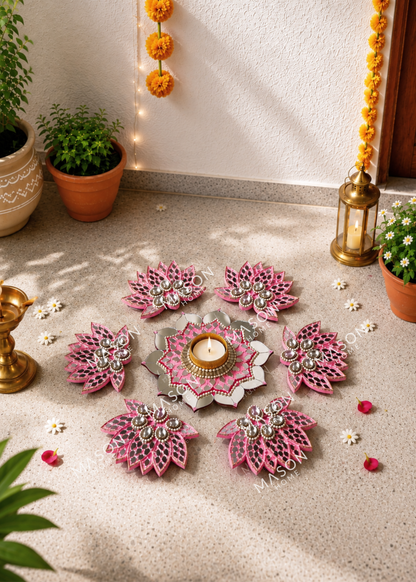 Festive Mirror Lotus Rangoli
