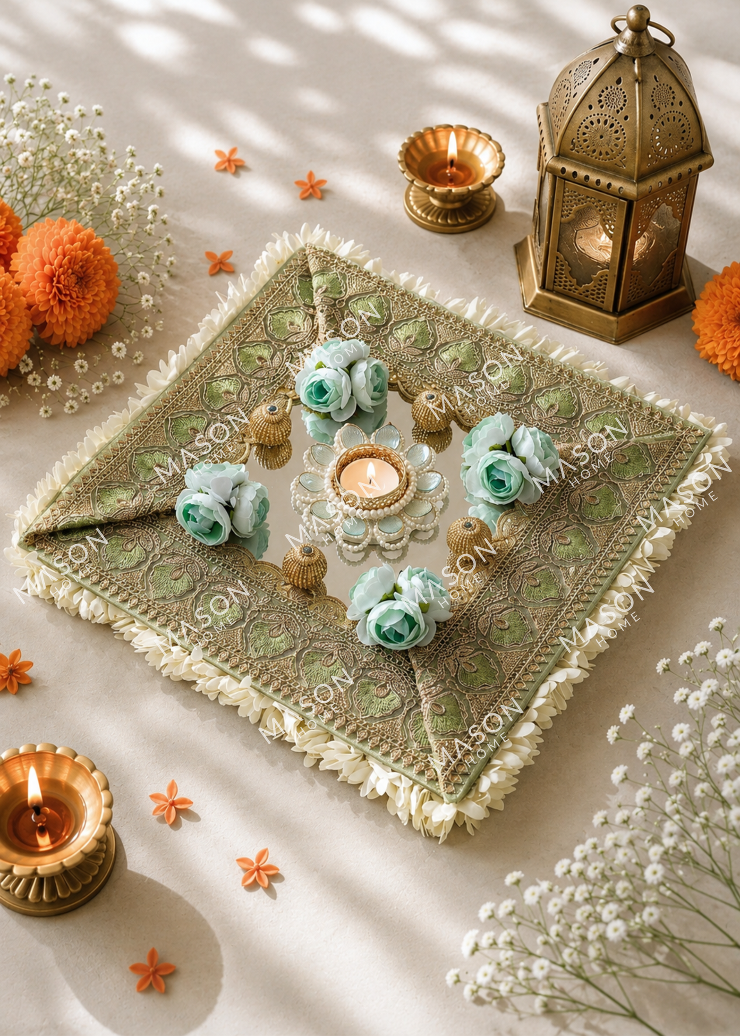 Festive Sage Blossom Rangoli