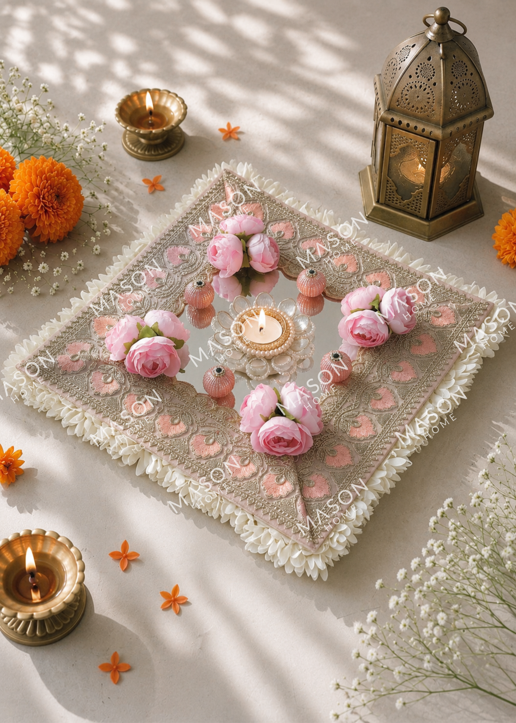 Festive Peach Blossom Rangoli