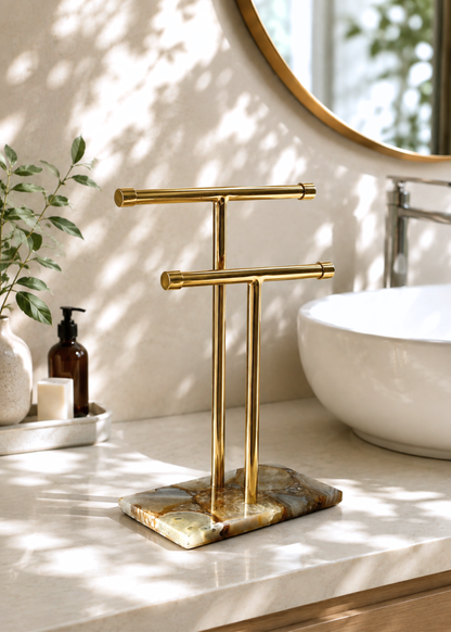 Regal Agate Hand Towel Stand - Beige / Brown