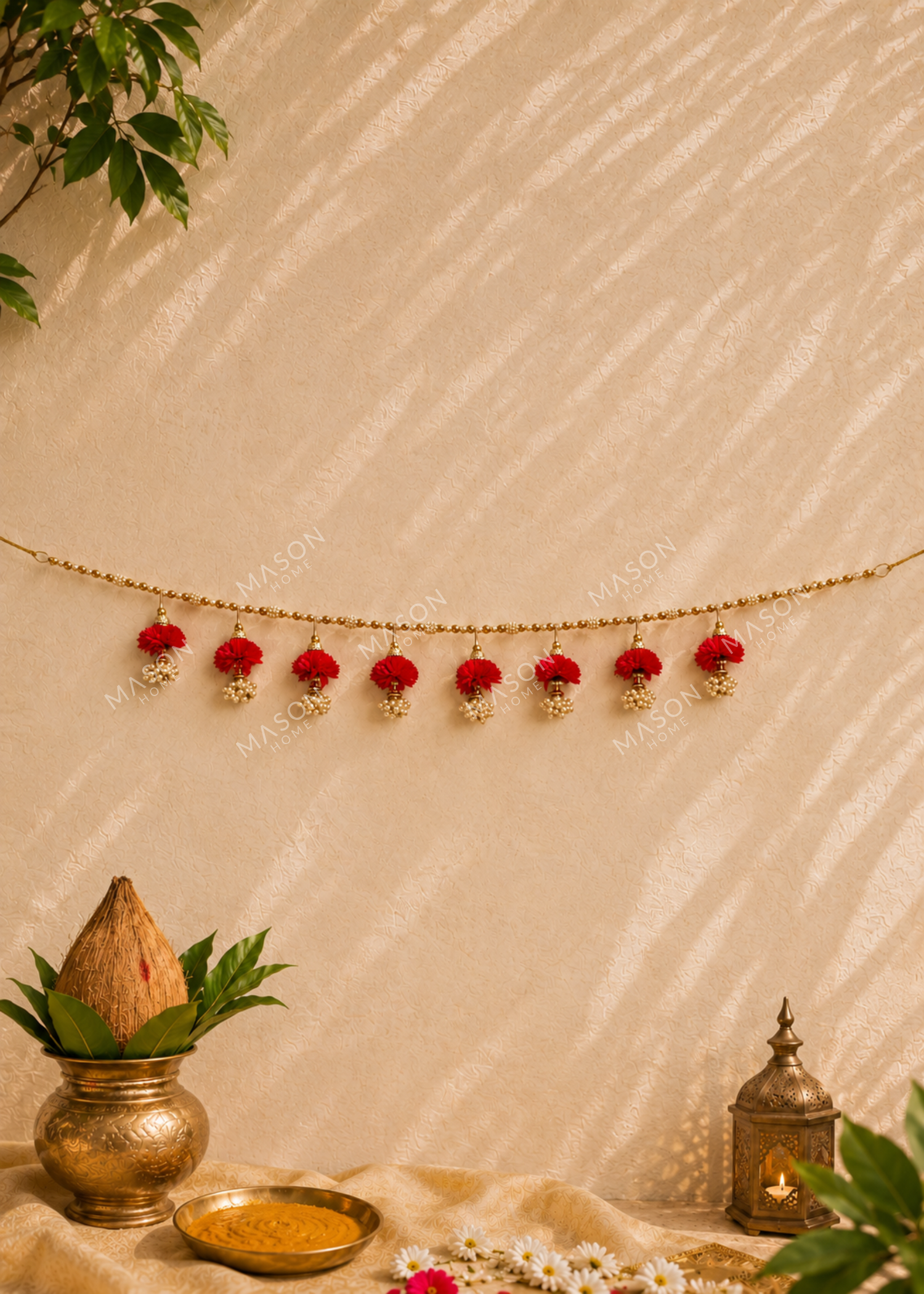 Festive Scarlet Pearl Bloom Toran