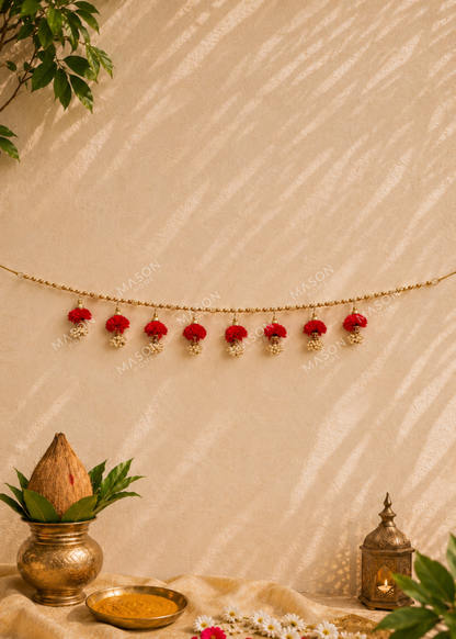 Festive Scarlet Pearl Bloom Toran