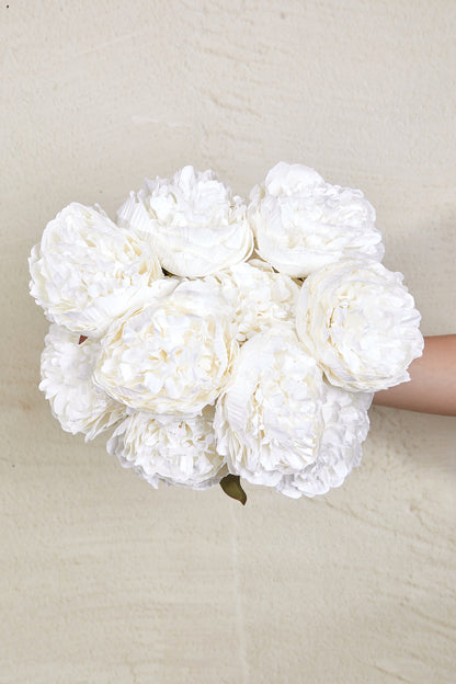 Artificial White Peony Bunch - Set Of 2