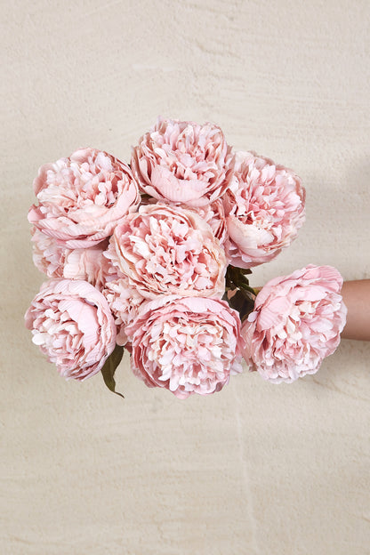 Artificial Pink Peony Bunch - Set Of 2
