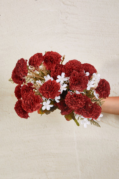Artificial Red Carnation Bunch - Set Of 2