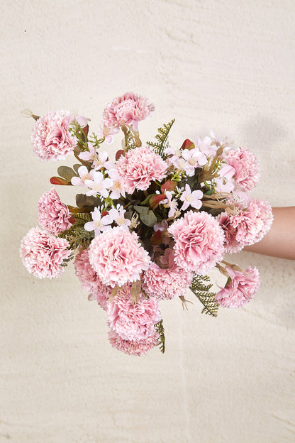Artificial Pink Carnation Bunch - Set Of 2