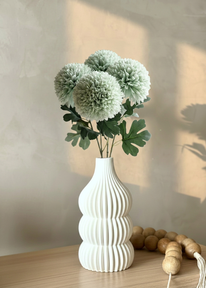 Artificial Pom Pom Flower - Green (Set of 4)