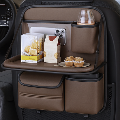 Car Back seat Organizer with Tray - Brown