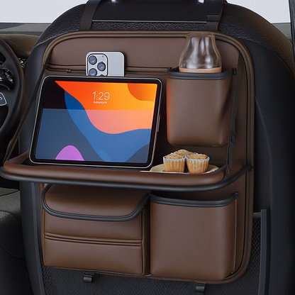 Car Back seat Organizer with Tray - Brown