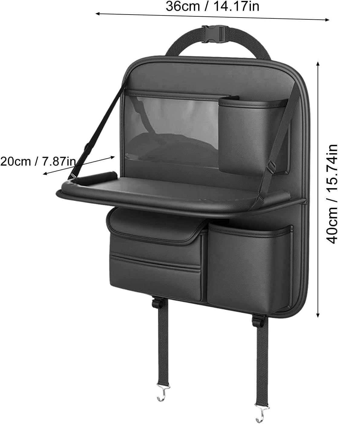 Car Back seat Organizer with Tray - Black