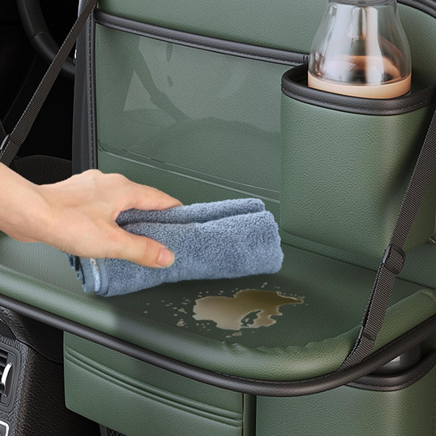 Car Back seat Organizer With Tray - Green