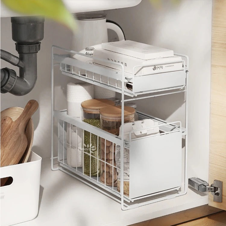 Pull Out storage Drawer - White