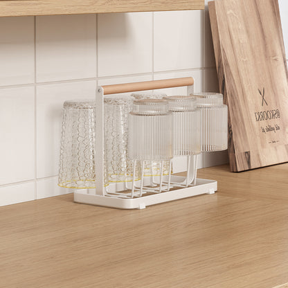 Wooden Handle Glass Holder with Tray