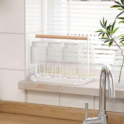 Wooden Handle Glass Holder with Tray