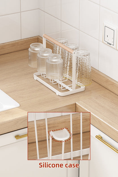 Wooden Handle Glass Holder with Tray