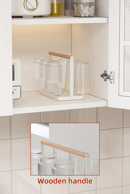 Wooden Handle Glass Holder with Tray