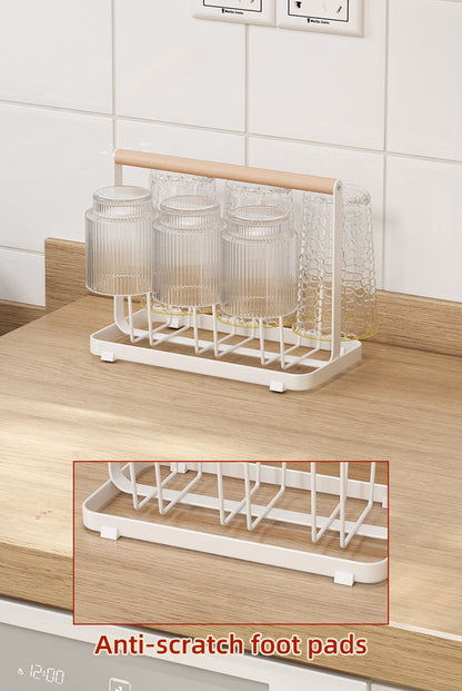 Wooden Handle Glass Holder with Tray