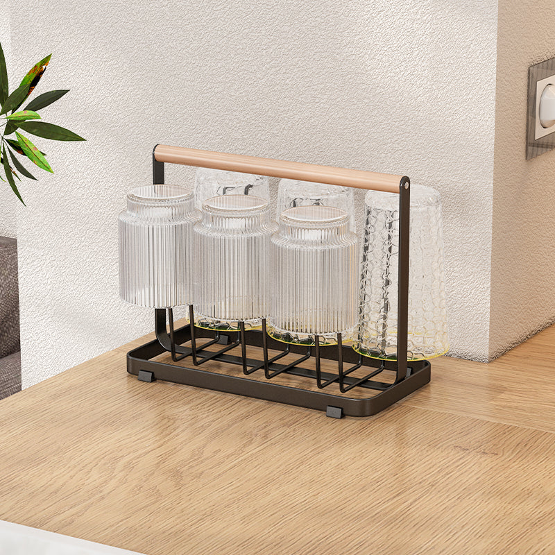 Wooden Handle Glass Holder Black