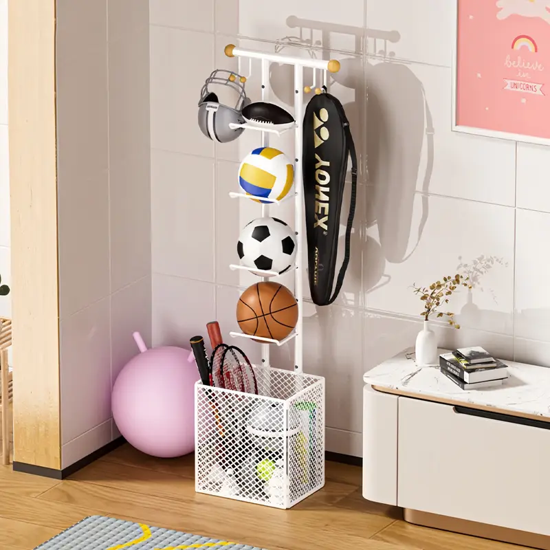 Multifunction Ball Storage Rack - White