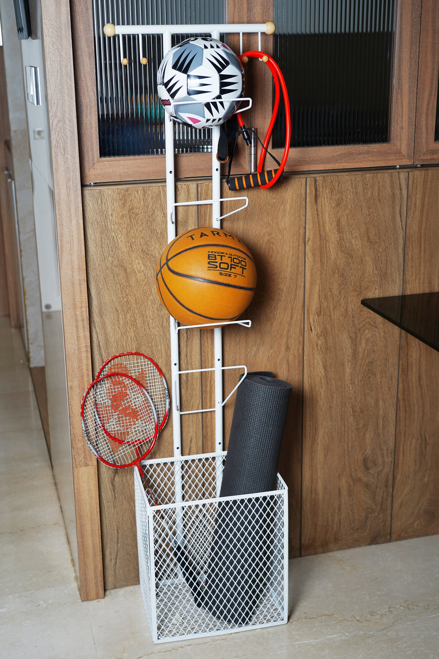 Multifunction Ball Storage Rack - White