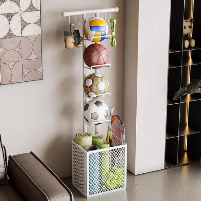 Multifunction Ball Storage Rack - White