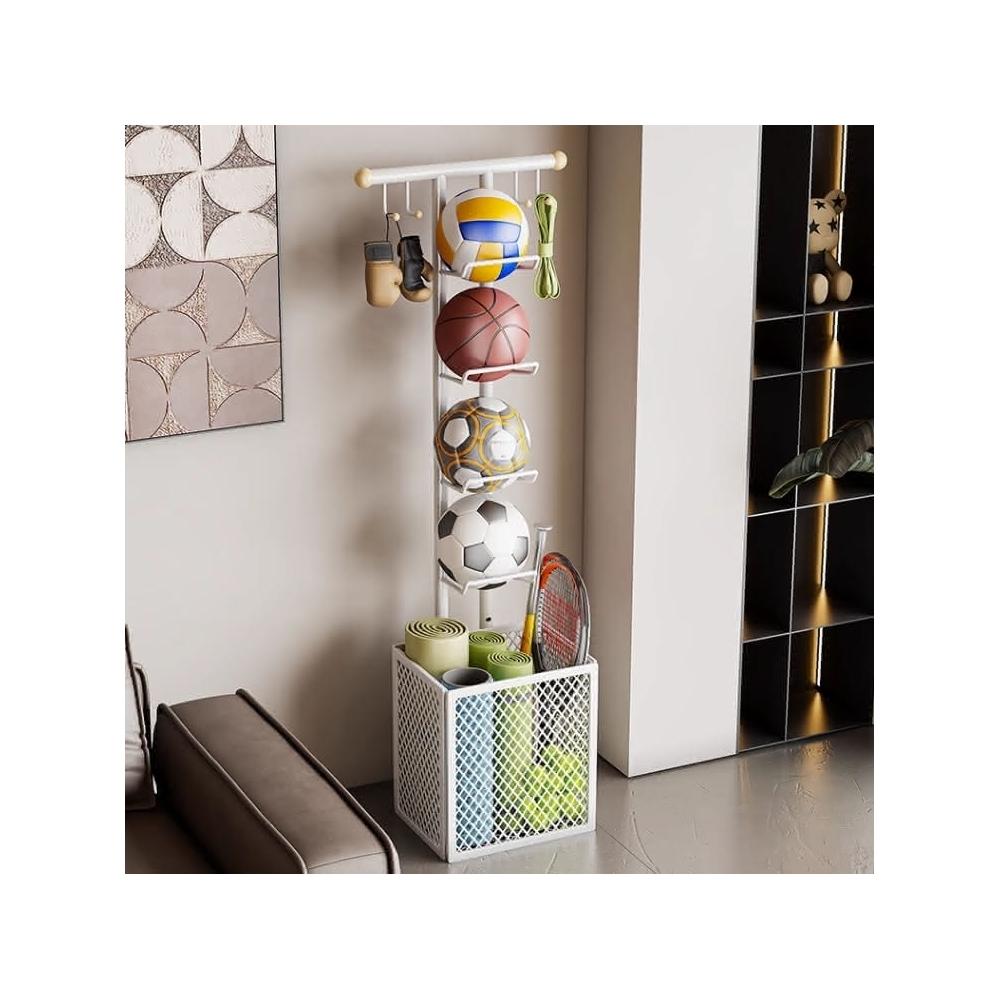 Multifunction Ball Storage Rack - White