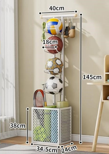 Multifunction Ball Storage Rack - White