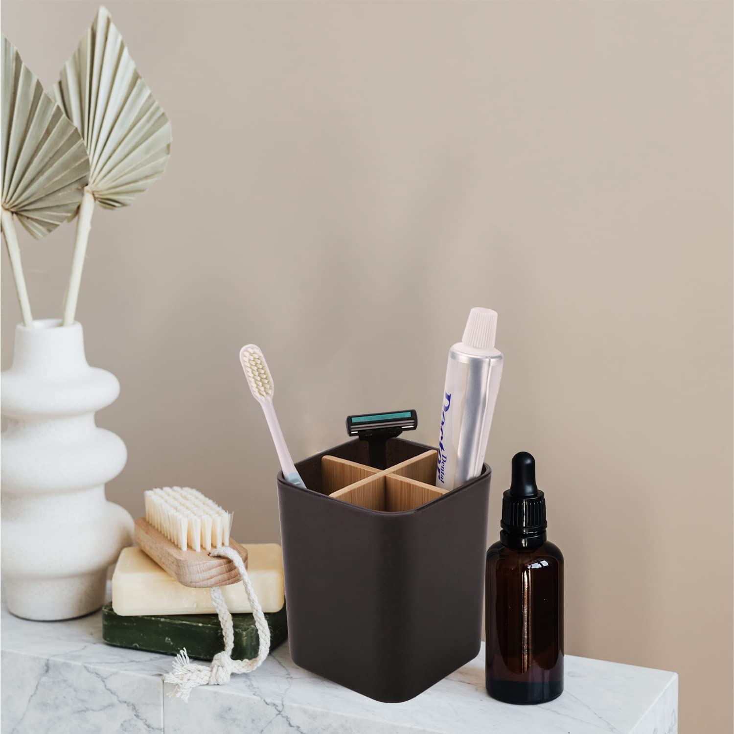 Toothbrush &amp; Toothpaste Storage Caddy - White