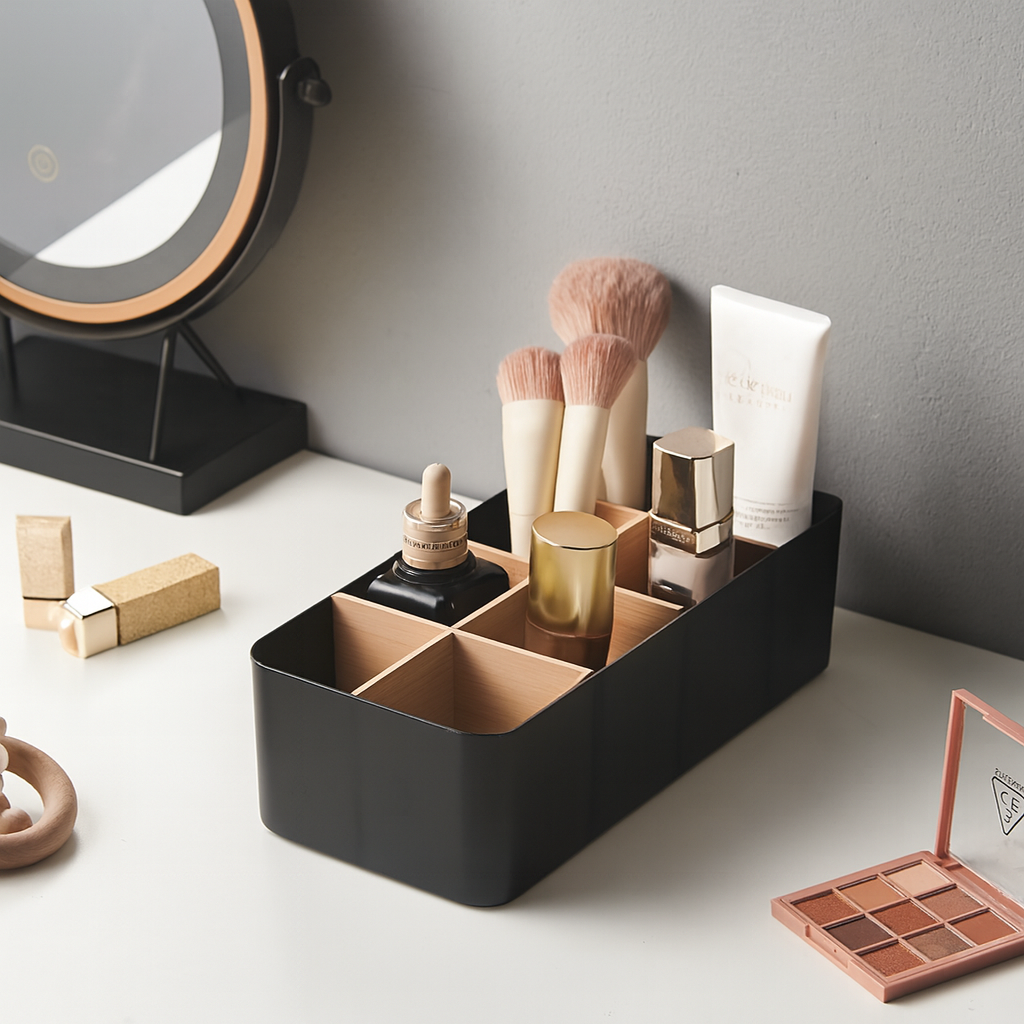 Multipurpose Drawer Organizer for Makeup &amp; Socks - Black