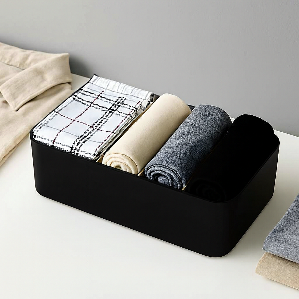 Multipurpose Drawer Organizer for Makeup &amp; Socks - Black