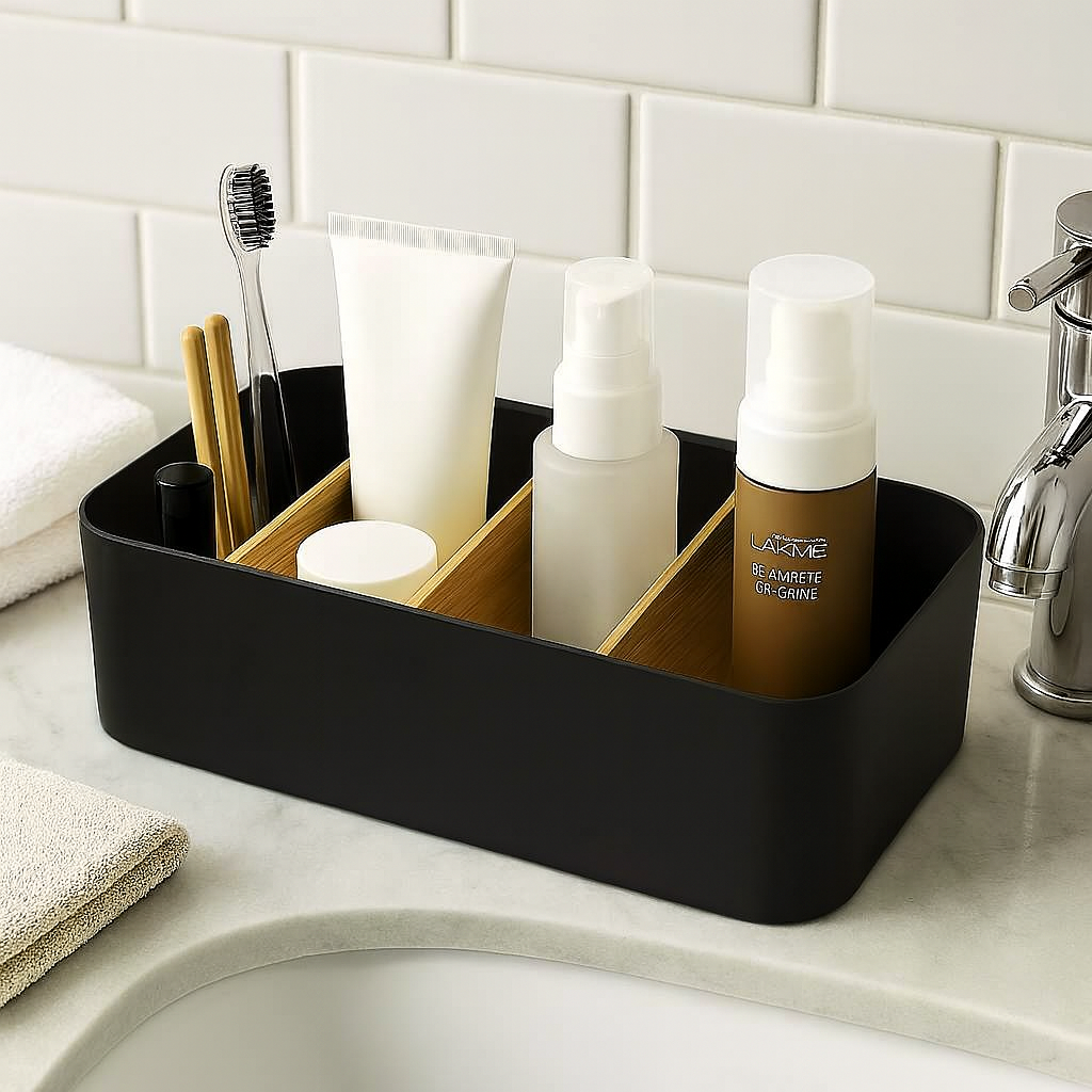 Multipurpose Drawer Organizer for Makeup &amp; Socks - Black