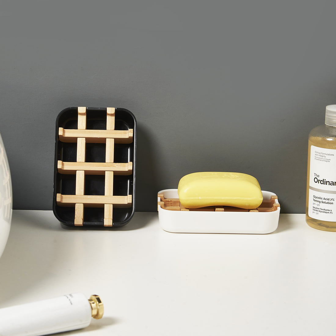 Soap Holder with Drain Tray - White