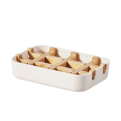 Soap Holder with Drain Tray - White