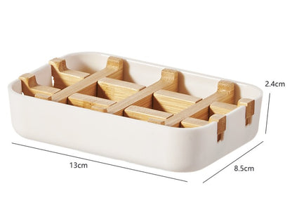 Soap Holder with Drain Tray - White